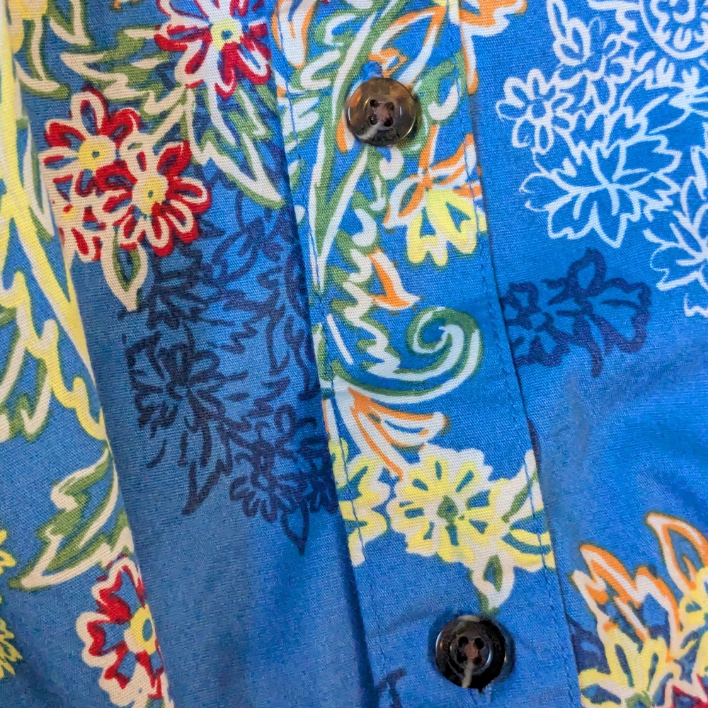 NWT Houston White Floral Blue Men's Longsleeved Shirt Sz S - Picture 11 of 12